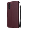 For Samsung Galaxy A14 5G Multifunctional 3 Card Slots Leather Phone Case(Wine Red)