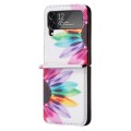 For Samsung Galaxy Z Flip4 Colored Drawing Invisible Magnetic Leather Phone Case(Sun Flower)