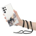 For Samsung Galaxy S23 Ultra 5G Hollow Marble Pattern TPU Shockproof Phone Case with Neck Strap Rope