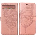 For Google Pixel 7a Embossed Butterfly Flip Leather Phone Case(Rose Gold)