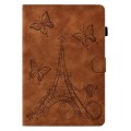 For Lenovo M10 Plus Tower Embossed Leather Smart Tablet Case(Brown)