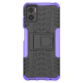 For Motorola Moto E22 Tire Texture TPU + PC Phone Case with Holder(Purple)