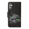 For Samsung Galaxy A34 Colored Drawing Pattern Leather Phone Case(Black Cat)