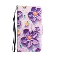For Samsung Galaxy A54 Colored Drawing Leather Phone Case(Purple Flower)