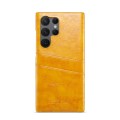 For Samsung Galaxy S23 Ultra 5G Fierre Shann Oil Wax Texture Leather Phone Case with Card Slots(Yell