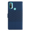 For Motorola Moto E20 / E30 / E40 Diamond Embossed Skin Feel Leather Phone Case with Lanyard(Dark Bl