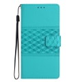 For Huawei P10 Plus Diamond Embossed Skin Feel Leather Phone Case with Lanyard(Blue)