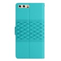 For Huawei P10 Plus Diamond Embossed Skin Feel Leather Phone Case with Lanyard(Blue)
