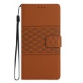 For Samsung Galaxy A02s EU Edition Diamond Embossed Skin Feel Leather Phone Case with Lanyard(Brown)