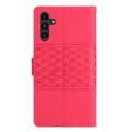 For Samsung Galaxy A04s Diamond Embossed Skin Feel Leather Phone Case with Lanyard(Red)