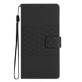 For Samsung Galaxy A20 / A30 Diamond Embossed Skin Feel Leather Phone Case with Lanyard(Black)