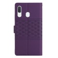 For Samsung Galaxy A40 Diamond Embossed Skin Feel Leather Phone Case with Lanyard(Purple)