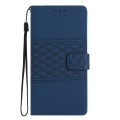 For Samsung Galaxy A40 Diamond Embossed Skin Feel Leather Phone Case with Lanyard(Dark Blue)