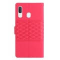 For Samsung Galaxy A40 Diamond Embossed Skin Feel Leather Phone Case with Lanyard(Red)