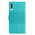For Samsung Galaxy A70 Diamond Embossed Skin Feel Leather Phone Case with Lanyard(Blue)