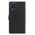 For Samsung Galaxy M33 Diamond Embossed Skin Feel Leather Phone Case with Lanyard(Black)
