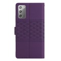 For Samsung Galaxy Note20 Diamond Embossed Skin Feel Leather Phone Case with Lanyard(Purple)