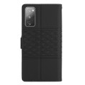 For Samsung Galaxy S20 FE Diamond Embossed Skin Feel Leather Phone Case with Lanyard(Black)
