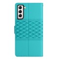 For Samsung Galaxy S21 5G Diamond Embossed Skin Feel Leather Phone Case with Lanyard(Blue)