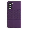 For Samsung Galaxy S21+ 5G Diamond Embossed Skin Feel Leather Phone Case with Lanyard(Purple)