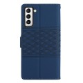 For Samsung Galaxy S22 5G Diamond Embossed Skin Feel Leather Phone Case with Lanyard(Dark Blue)