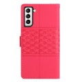 For Samsung Galaxy S22 5G Diamond Embossed Skin Feel Leather Phone Case with Lanyard(Red)