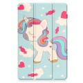 For Nokia T21 Custer Painted 3-Fold Holder Leather Smart Tablet Case(Unicorn)
