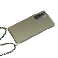 For Samsung Galaxy S23 5G Wheat Straw Material + TPU Protective Case with Lanyard(Army Green)