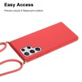 For Samsung Galaxy S23 Ultra 5G Wheat Straw Material + TPU Protective Case with Lanyard(Red)