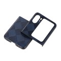 For OPPO Find N2 Flip Weave Plaid PU Phone Case(Blue)