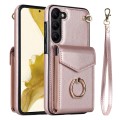 For Samsung Galaxy S23 5G Ring Holder RFID Card Slot Phone Case(Rose Gold)