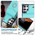 For Samsung Galaxy S23 Ultra 5G Ring Holder RFID Card Slot Phone Case(Mint Green)