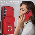 For Samsung Galaxy S24 5G Ring Holder RFID Card Slot Phone Case(Red)