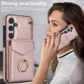 For Samsung Galaxy S24 5G Ring Holder RFID Card Slot Phone Case(Rose Gold)