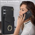 For Samsung Galaxy S24+ 5G Ring Holder RFID Card Slot Phone Case(Black)