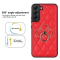 For Samsung Galaxy S22+ 5G Rhombic PU Leather Phone Case with Ring Holder(Red)