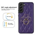 For Samsung Galaxy S22+ 5G Rhombic PU Leather Phone Case with Ring Holder(Purple)