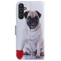 For Samsung Galaxy A34 5G Coloured Drawing Flip Leather Phone Case(Pug)