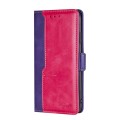 For OnePlus 11 Contrast Color Side Buckle Leather Phone Case(Purple + Rose Red)