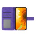 For TCL 40 SE HT04 Skin Feel Sun Flower Embossed Flip Leather Phone Case with Lanyard(Dark Purple)