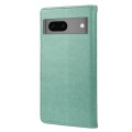 For Google Pixel 7a Butterfly Flower Pattern Flip Leather Phone Case(Green)