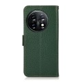 For OnePlus 11 KHAZNEH Side-Magnetic Litchi Genuine Leather RFID Phone Case(Green)