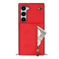 For Samsung Galaxy S23 5G Cross-body Zipper Square TPU+PU Back Cover Case(Red)