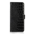 For OnePlus 11 5G Crocodile Top Layer Cowhide RFID Leather Phone Case(Black)