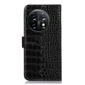 For OnePlus 11 5G Crocodile Top Layer Cowhide RFID Leather Phone Case(Black)