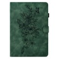 For Samsung Galaxy Tab A 10.1 2019 T510 / T515 Peony Butterfly Embossed Leather Tablet Case(Green)