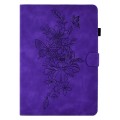 For Samsung Galaxy Tab A 10.1 2019 T510 / T515 Peony Butterfly Embossed Leather Tablet Case(Purple)