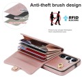 For Samsung Galaxy S23+ 5G RFID Card Slot Leather Phone Case with Long Lanyard(Rose Gold)