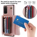 For Samsung Galaxy S20+ RFID Card Slot Leather Phone Case with Long Lanyard(Rose Gold)