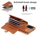 For Samsung Galaxy S20+ RFID Card Slot Leather Phone Case with Long Lanyard(Brown)